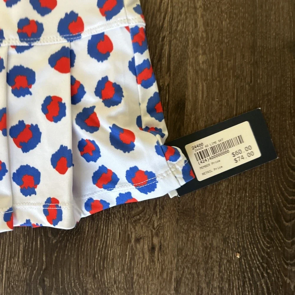 40 Lime Women's M Leopard Tennis Skort Pickelball Preppy $74 NEW TAGS Pleated - Picture 3 of 8